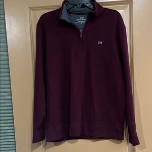 Vineyard Vines Men's Burgundy Zip-Up Sweater